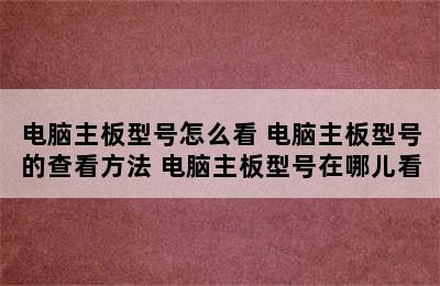 电脑主板型号怎么看 电脑主板型号的查看方法 电脑主板型号在哪儿看